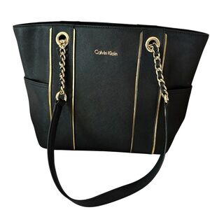 Calvin Klein Hayden Black Tote/Shoulder/Handbag with Gold Accents